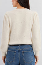 Back view of the ivory Liverpool puff sleeve sweater