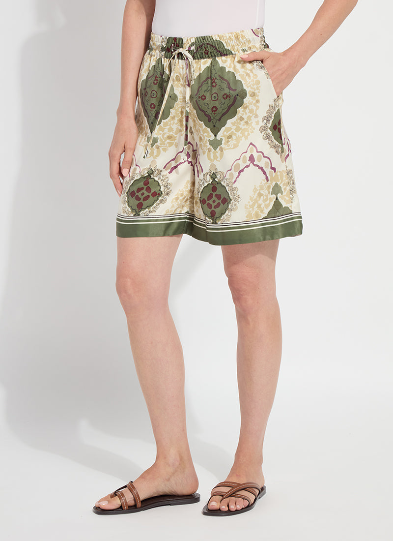 Lysse Adhara boxer short in artful scarf print, front view