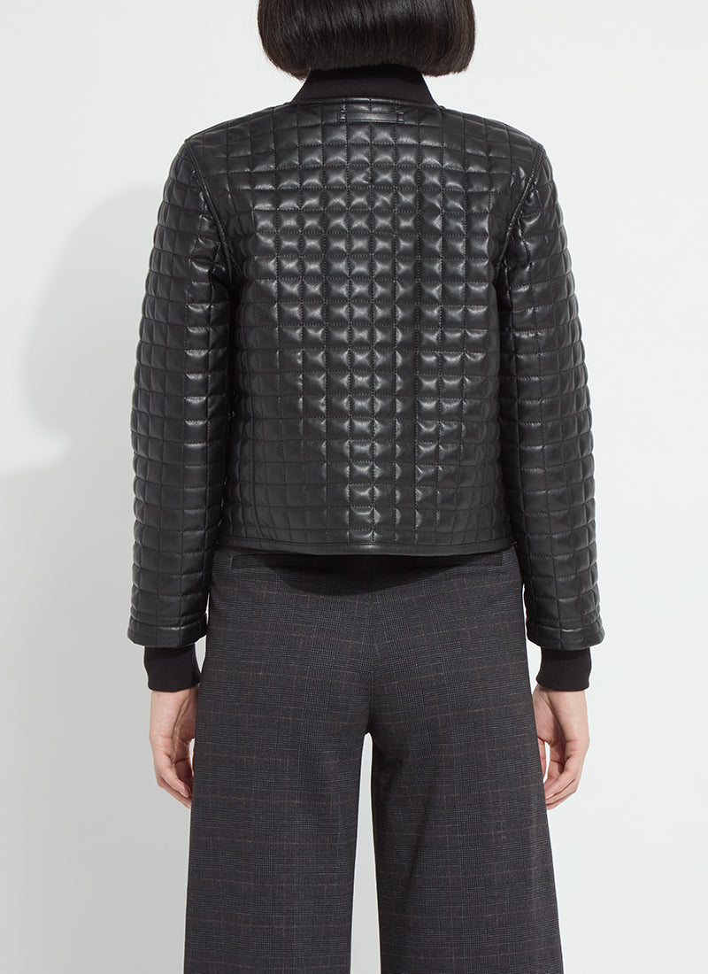 Lysse Agnes Quilted Vegan Leather Jacket in Black, back view