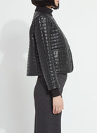 Lysse Agnes Quilted Vegan Leather Jacket in Black, side view