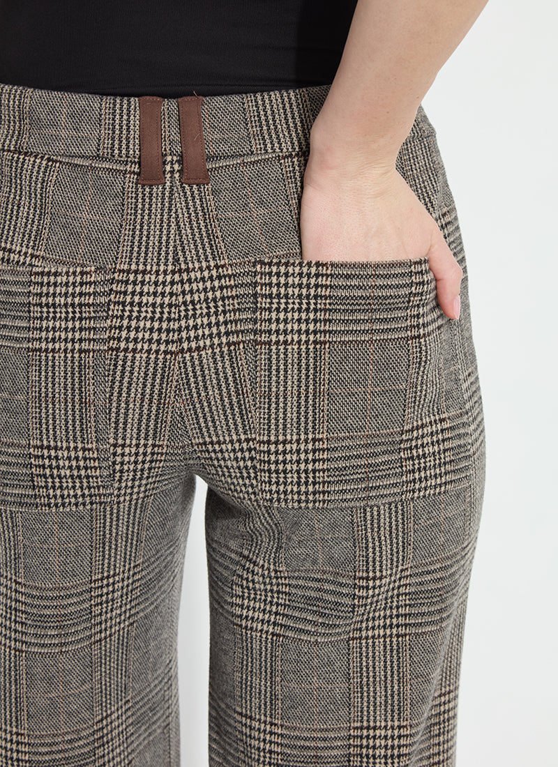 Lysse Aisling Ponte Ankle Pant in Cambridge Boheme Plaid, close-up of the back pocket