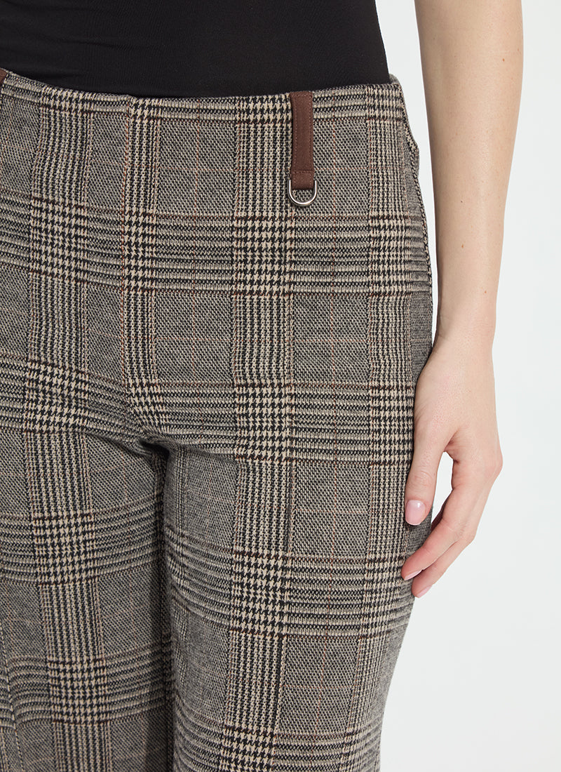 Lysse Aisling Ponte Ankle Pant in Cambridge Boheme Plaid, close-up of the front waistband