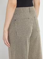 Lysse Clarke Wide Leg Denim in Everwood Sheen Line, close-up of the back pocket