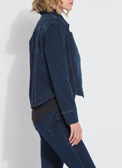 Side view of the Lysse classic denim jacket in indigo