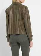 Lysse Emory Vegan Suede Moto Jacket in Woodland Snake, back view