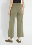 Lysse Erin Hi Waist Wide Leg Denim in Antique Wash Smoked Green, back view