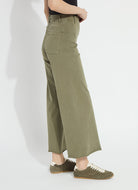 Lysse Erin Hi Waist Wide Leg Denim in Antique Wash Smoked Green, side view