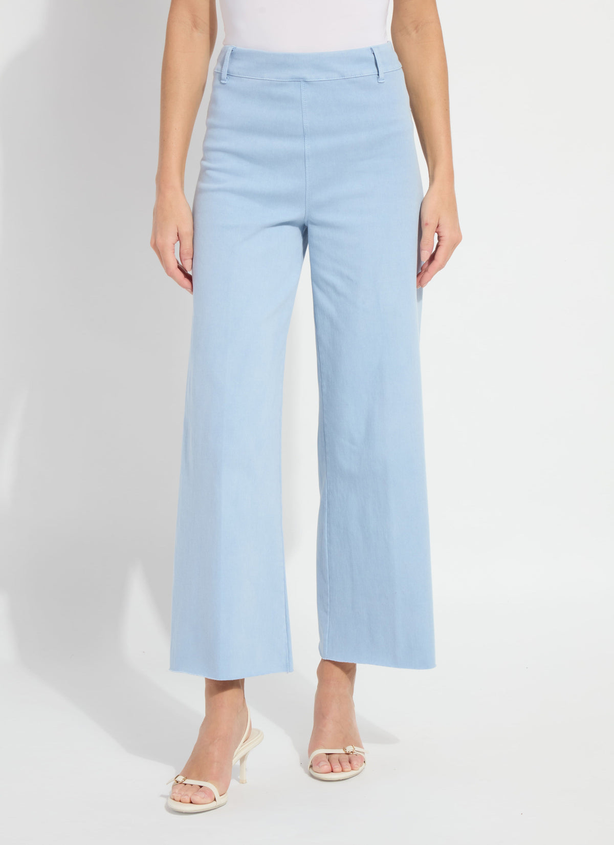 Lysse Erin hi waist wide leg denim in antique wash chalk blue, alternate view