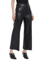 Lysse hi waist vegan leather wide leg pant in kohl black, front view