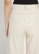 Lysse Hi Waist Vegan Leather Wide Leg Pant in Travertine, close-up of the back pockets