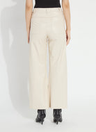 Lysse Hi Waist Vegan Leather Wide Leg Pant in Travertine, back view