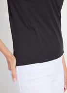 Close-up of the black eco jersey on the Lysse Inaya top