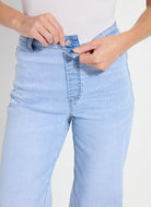 Back view of the Lysse Iris bleached blue jeans