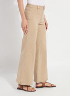 Lysse Iris wide leg everyday denim in desert khaki, front view