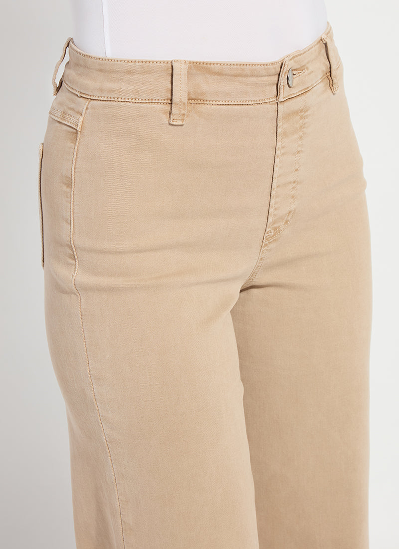 Side view of the Lysse Iris wide leg everyday denim in desert khaki
