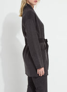 Lysse Laila Double Faced Belted Cardigan in Black Grey Melange, side view