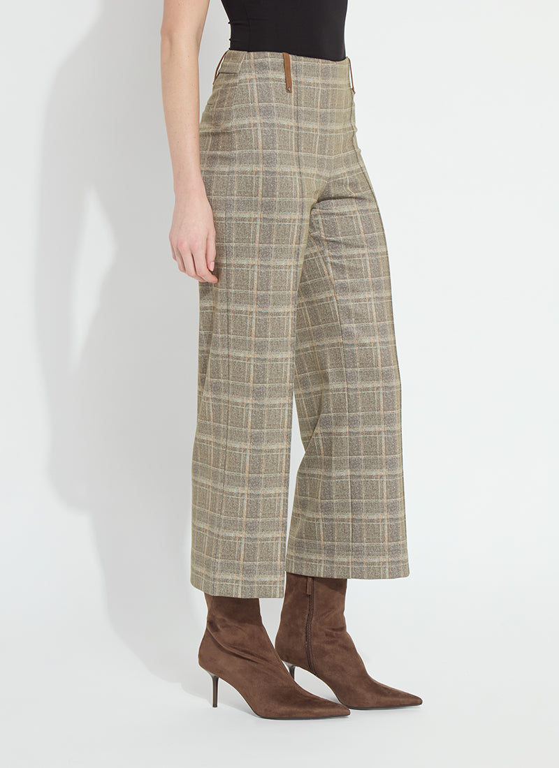 Lysse Livia Crop Pant in Smoked Green Plaid, side view