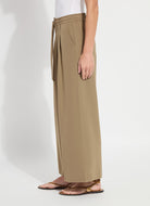 Lysse Mae pleated drawstring wide leg pant in olive leaf, alternate view