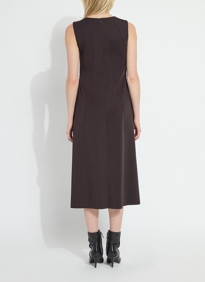 Lysse Maurelle Neoprene Seamed Dress in Double Espresso, back view