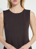 Lysse Maurelle Neoprene Seamed Dress in Double Espresso, close-up of the neckline