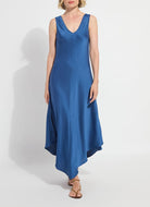Lysse Sakura bias handkerchief dress in Palermo blue, front view