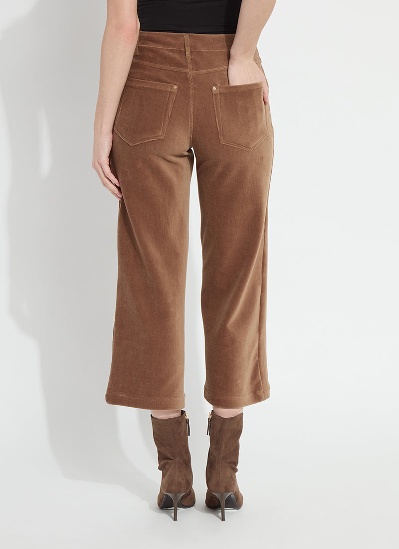 Lysse Tilda St Baby Cord Wide Leg Pant in Antique Toffee, back view