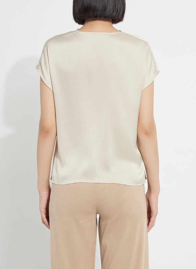 Lysse Yasmin Drape Neck Sleeveless Blouse in Travertine, back view