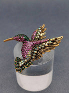 Mio Queena Rhinestone Hummingbird Brooch, sparkling rhinestone bird pin, view 4