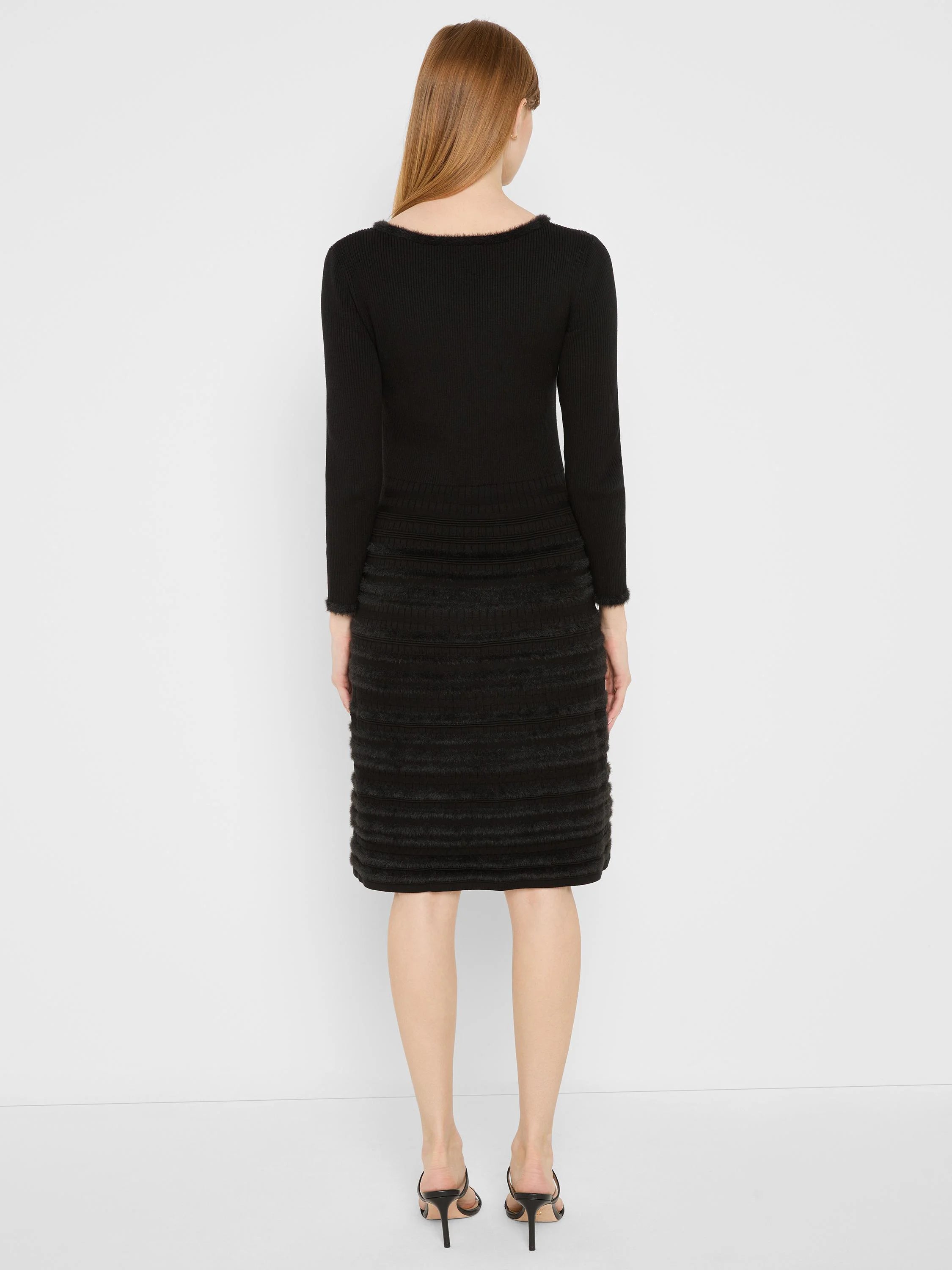 NIC+ZOE All The Trimmings Twirl Dress in Black Onyx, back view