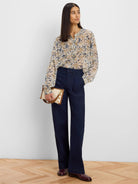 NIC+ZOE Bloomsbury Chiffon Shirt in Neutral Multi, full-length view