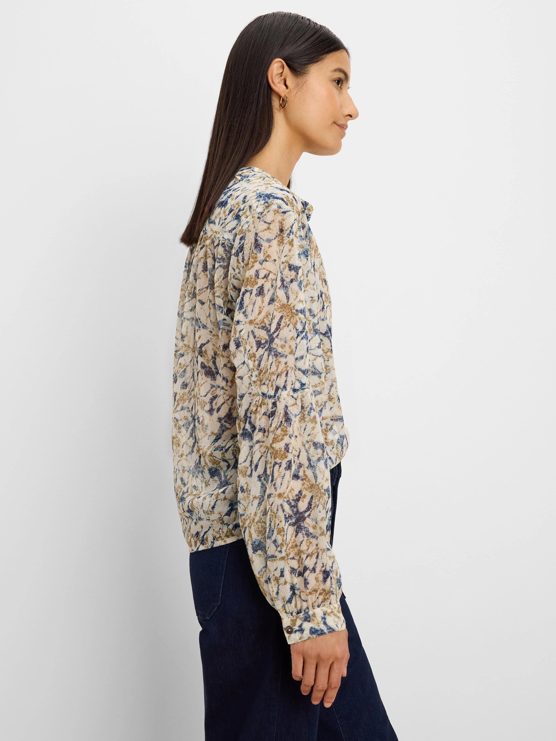 NIC+ZOE Bloomsbury Chiffon Shirt in Neutral Multi, side view