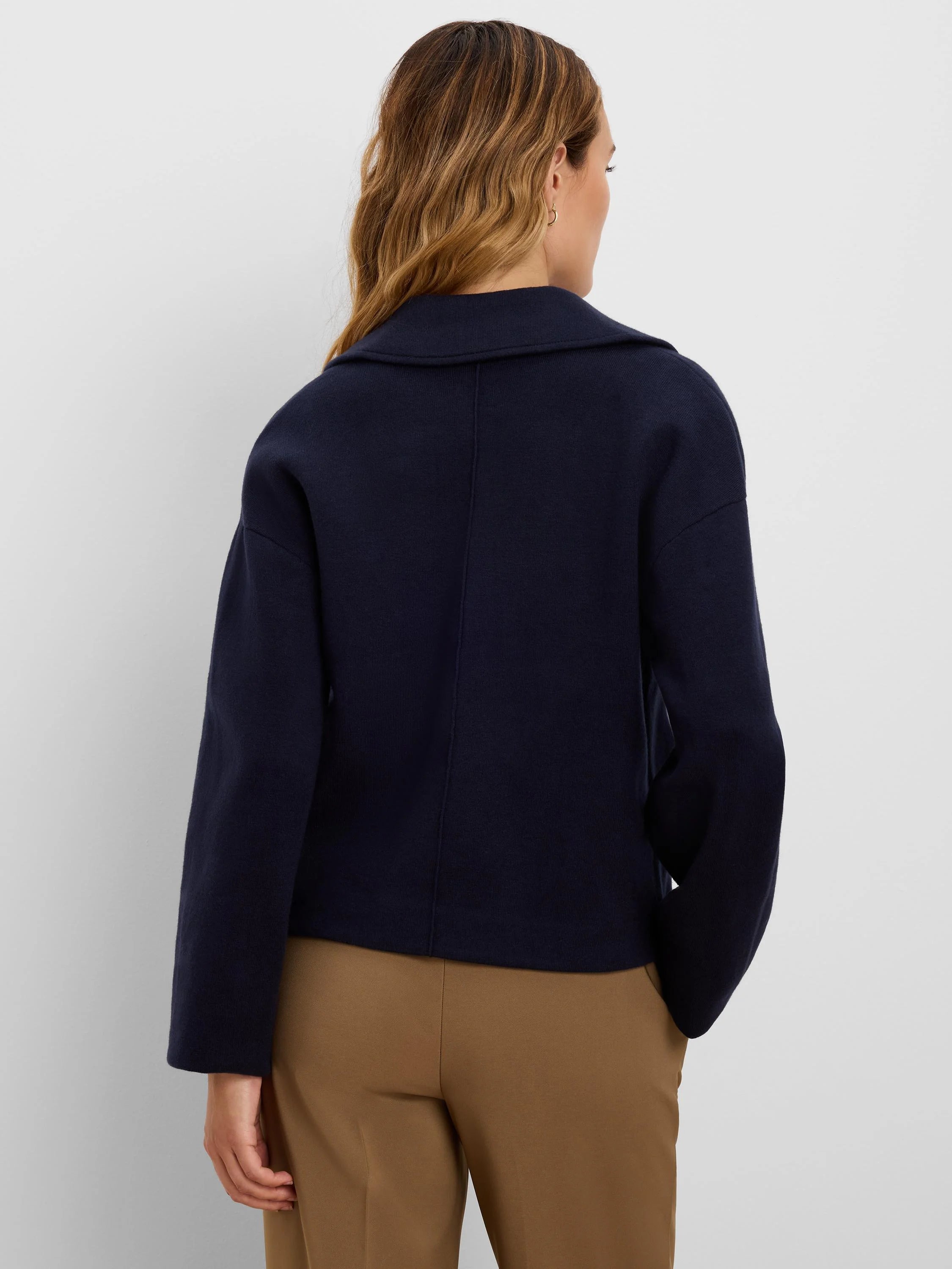 NIC+ZOE Cool Nights Knit Jacket in Dark Indigo, back view