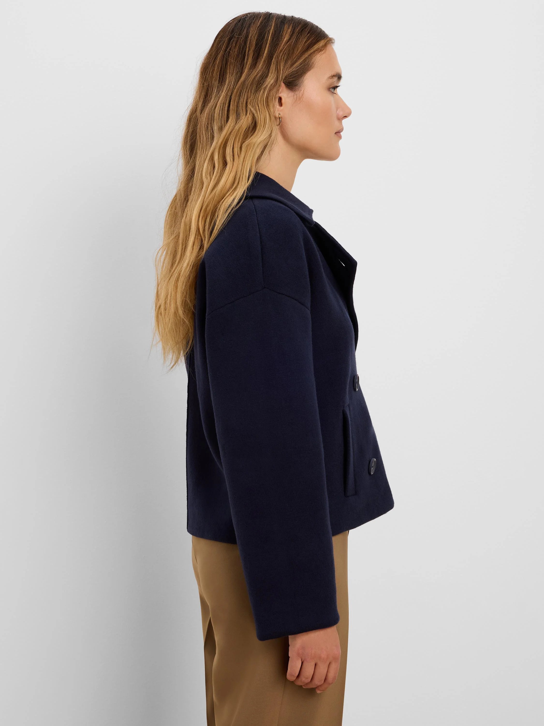 NIC+ZOE Cool Nights Knit Jacket in Dark Indigo, side view