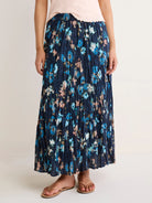 NIC+ZOE Cotton Crinkle Skirt in Glowy Floral, front view