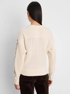NIC+ZOE Criss Cross Sweater in Coconut, back view