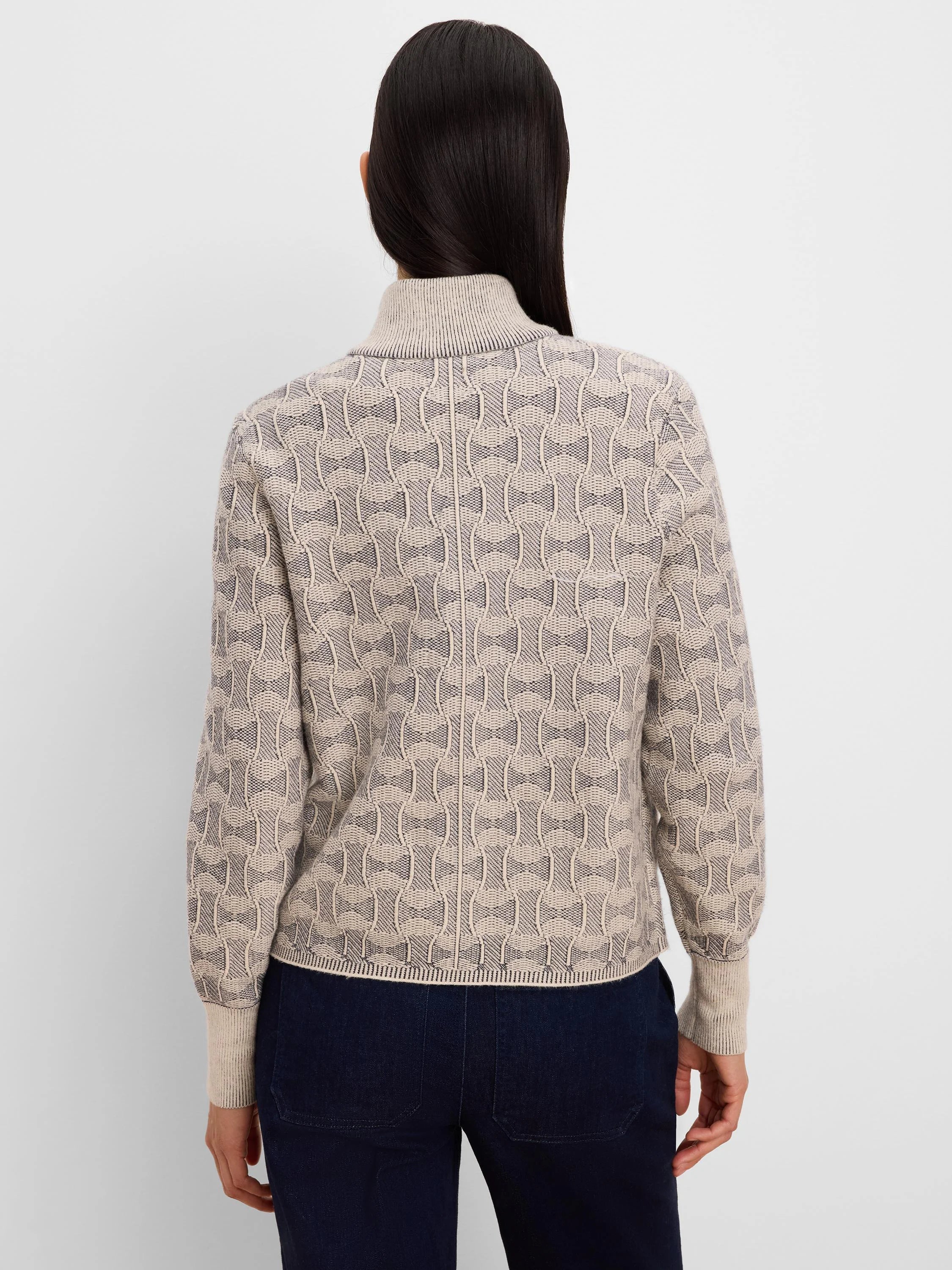 NIC+ZOE Dapper Swirl Knit Jacket in Neutral Multi, back view