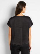 NIC+ZOE Day Gloss Woven Tee in Black, back view