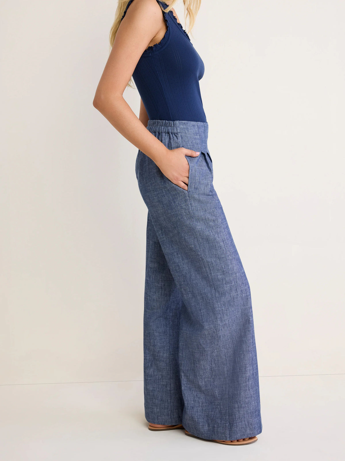 NIC+ZOE Ellis Trouser in Indigo Mix, side view