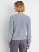 NIC+ZOE Flecked Shaker Cardigan in Blue Mix, back view
