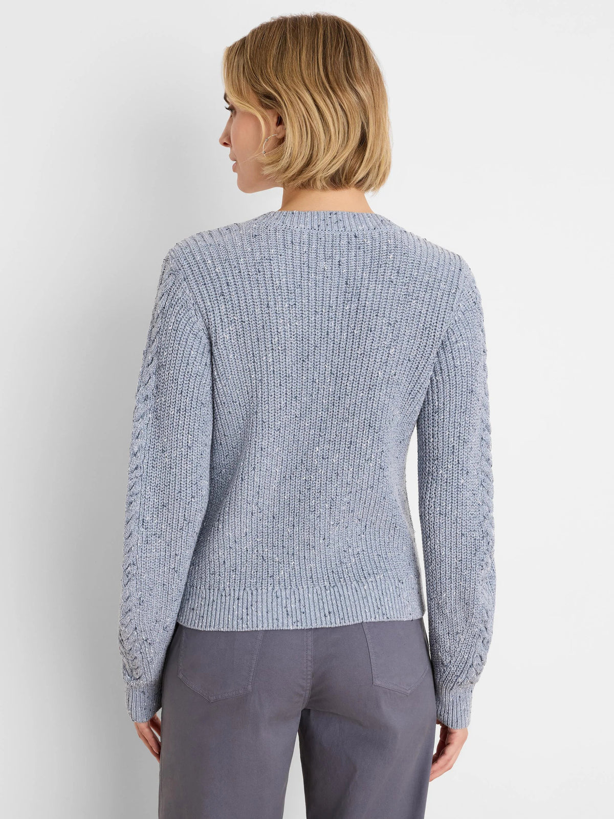 NIC+ZOE Flecked Shaker Cardigan in Blue Mix, back view