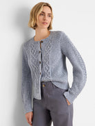 NIC+ZOE Flecked Shaker Cardigan in Blue Mix, front view