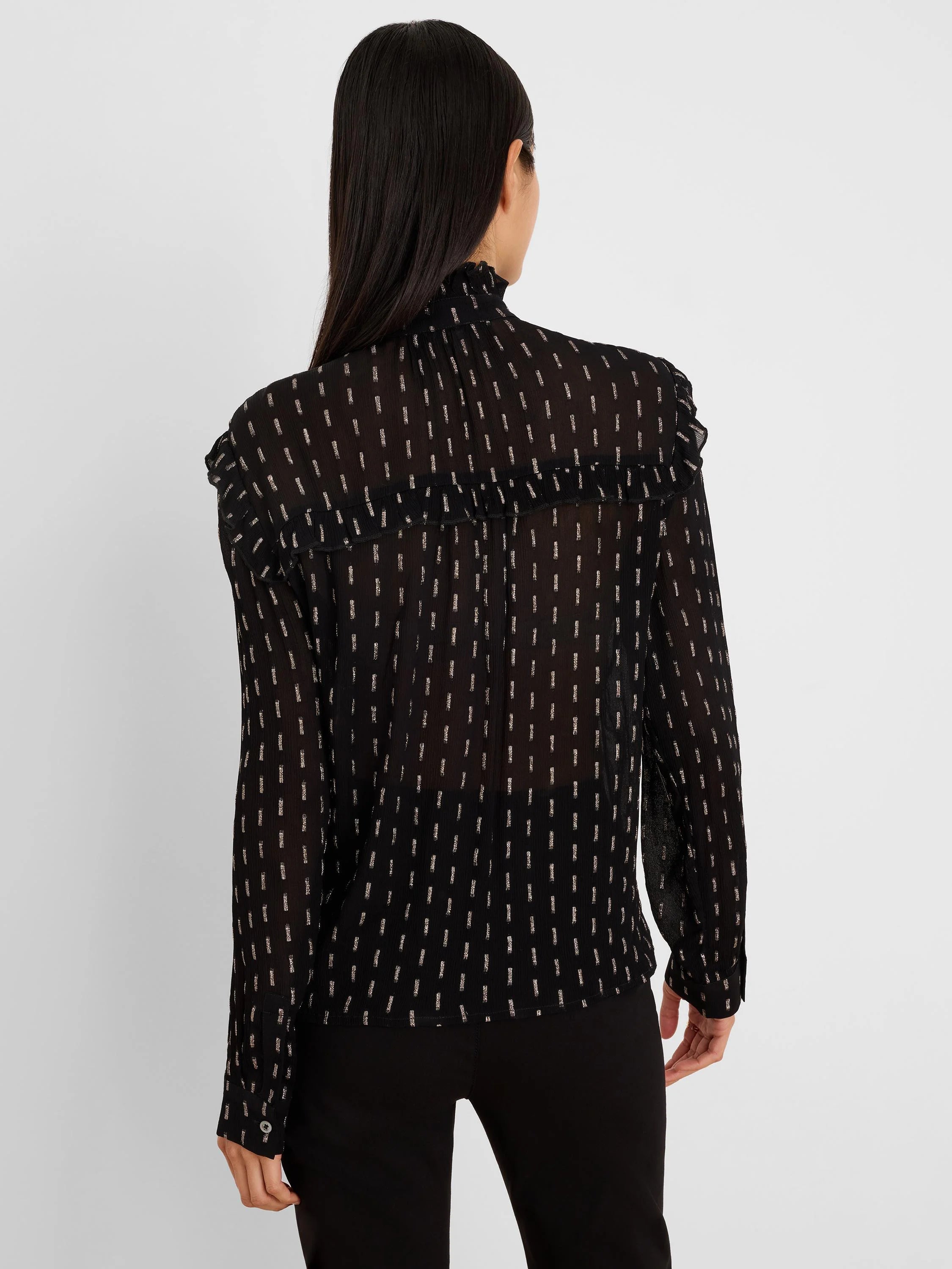 NIC+ZOE Mayfair Nights Chiffon Shirt in Black Multi, back view