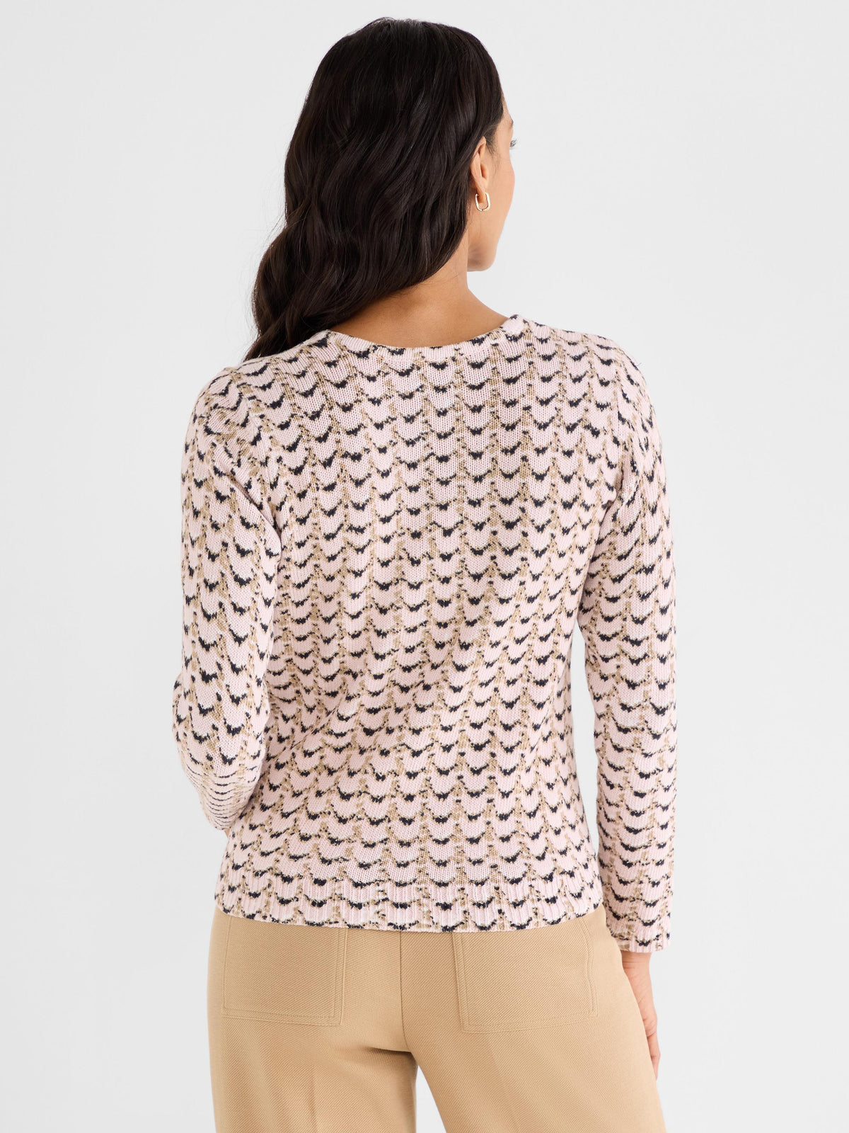 NIC+ZOE Mosaica Cotton Cord Sweater in Pink Multi, back view