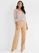NIC+ZOE Mosaica Cotton Cord Sweater in Pink Multi, full-length view