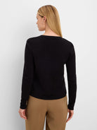 NIC+ZOE Pure Cotton Button Up Cardigan in Black Onyx, back view