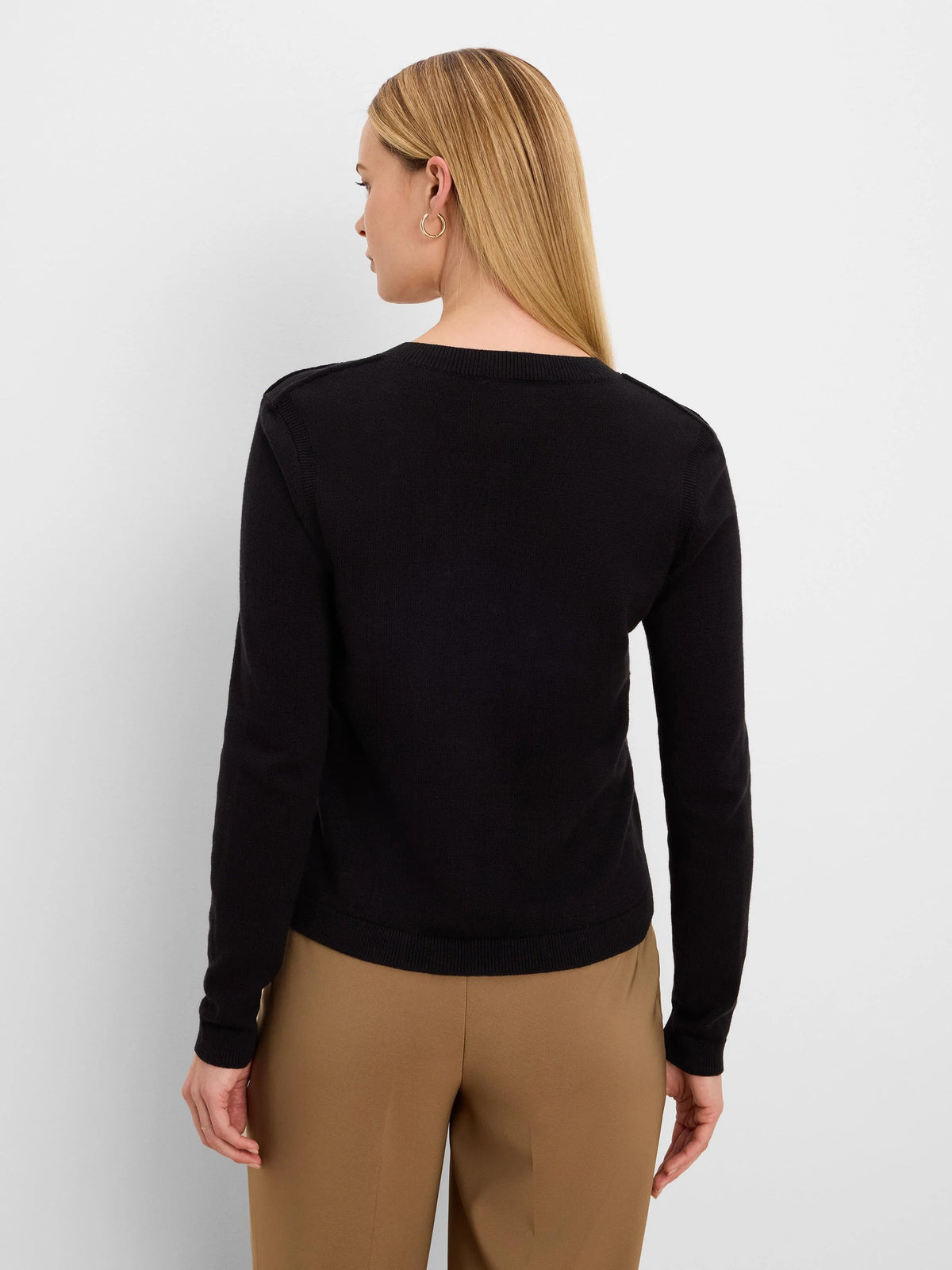 NIC+ZOE Pure Cotton Button Up Cardigan in Black Onyx, back view