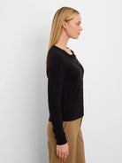 NIC+ZOE Pure Cotton Button Up Cardigan in Black Onyx, side view