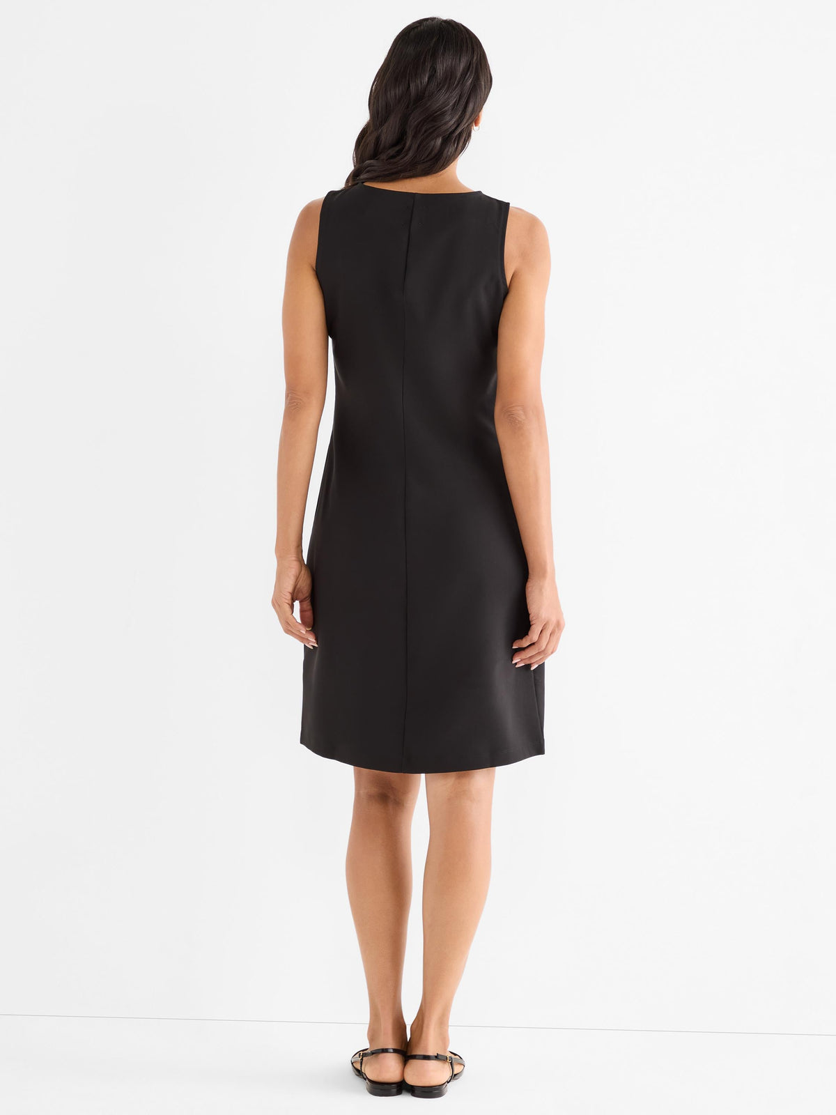 NIC+ZOE Sleek Stretch Little Black Dress in Black, back view