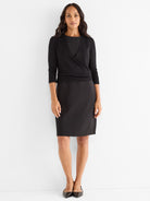 NIC+ZOE Sleek Stretch Little Black Dress in Black, full-length view