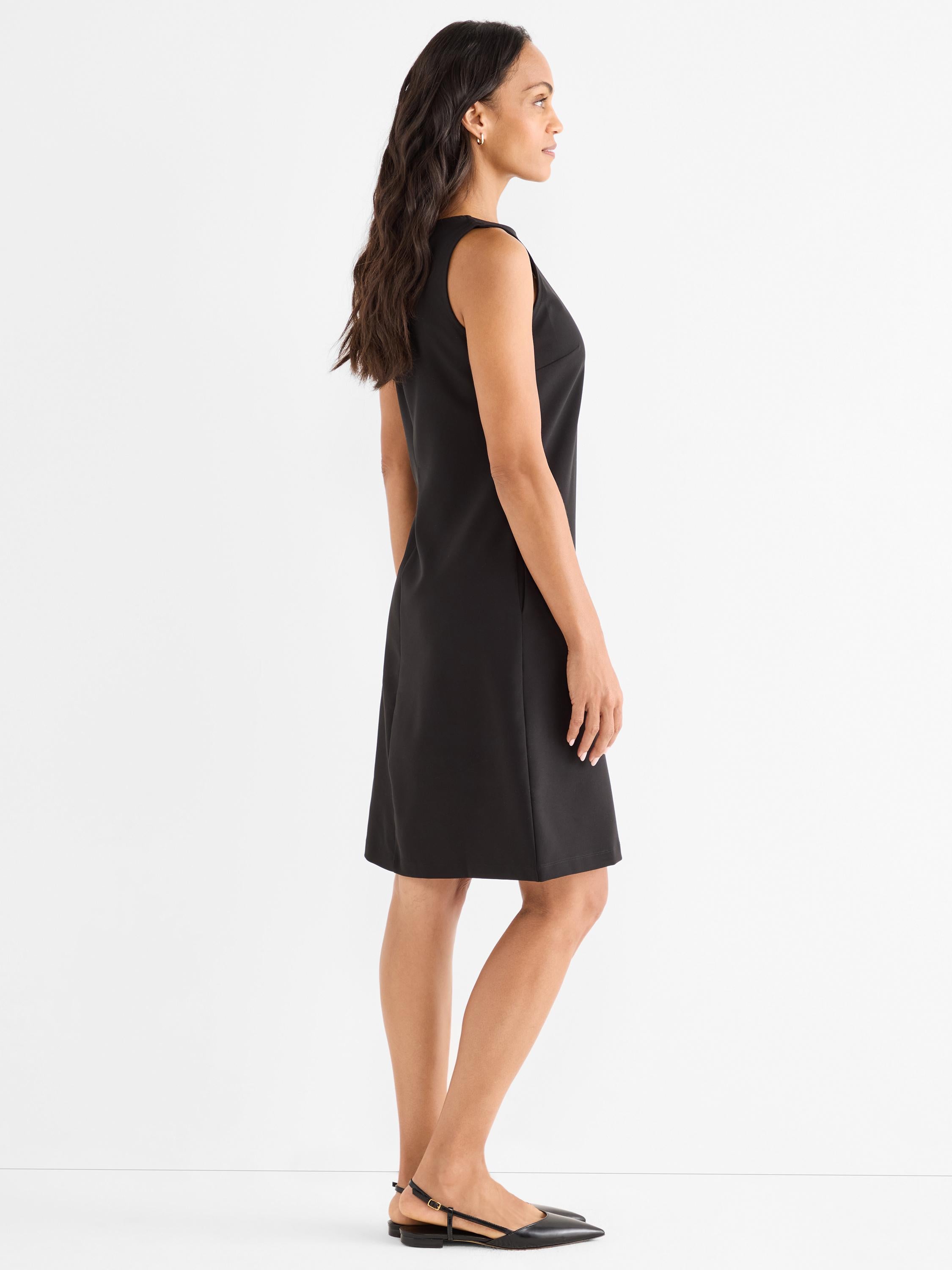 NIC+ZOE Sleek Stretch Little Black Dress in Black, side view